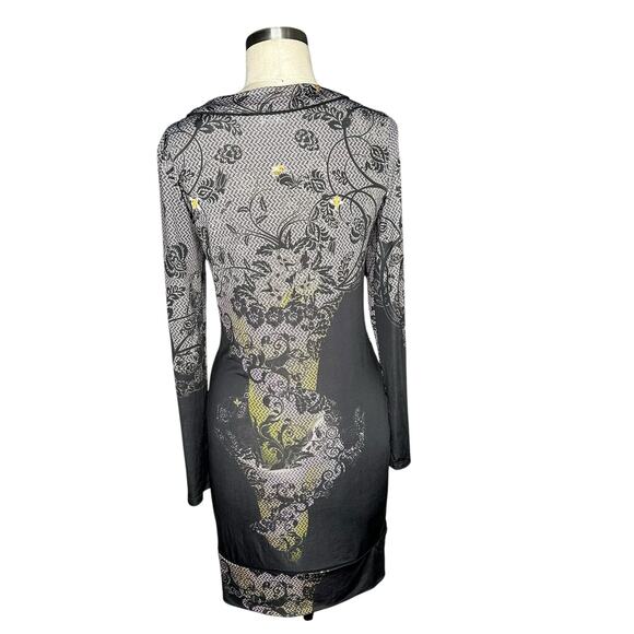 ETOILE DU MONDE Piped Lace Bodycon Sheath Midi Dress French EDM Stretch Size 3 - Picture 3 of 6